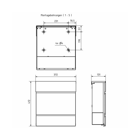 KANT Edition letterbox with newspaper compartment - Elegance 4 design - RAL 9007 grey aluminium | Buzones | Briefkasten Manufaktur