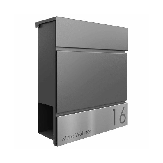 KANT Edition letterbox with newspaper compartment - Elegance 4 design - DB 703 metallic grey | Buzones | Briefkasten Manufaktur