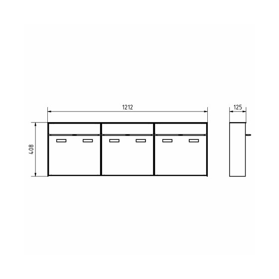 3pz 3x1 Sistema di cassette per le lettere da esterno di design GOETHE AP - RAL a scelta | Buchette lettere | Briefkasten Manufaktur