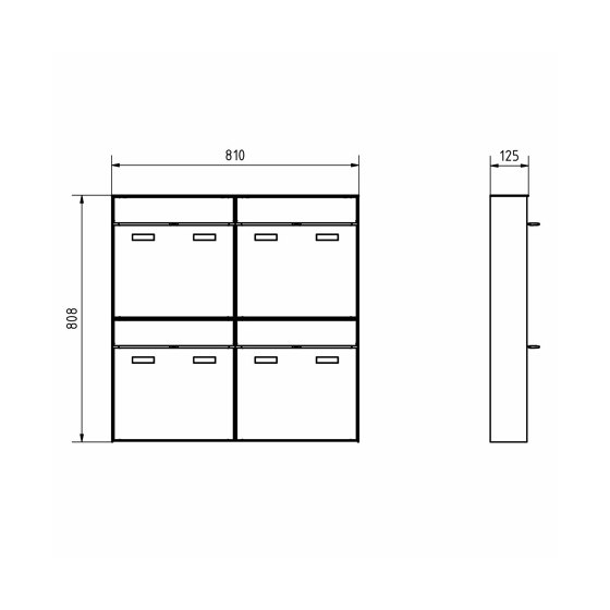 4pz 2x2 Sistema di cassette per le lettere da esterno di design GOETHE AP - RAL a scelta | Buchette lettere | Briefkasten Manufaktur