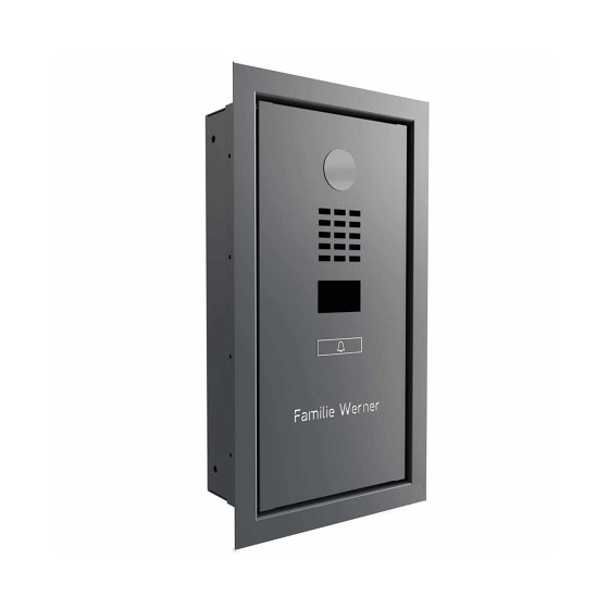 Design flush-mounted door station GOETHE UP with DoorBird video intercom - RAL of your choice | Door bells | Briefkasten Manufaktur