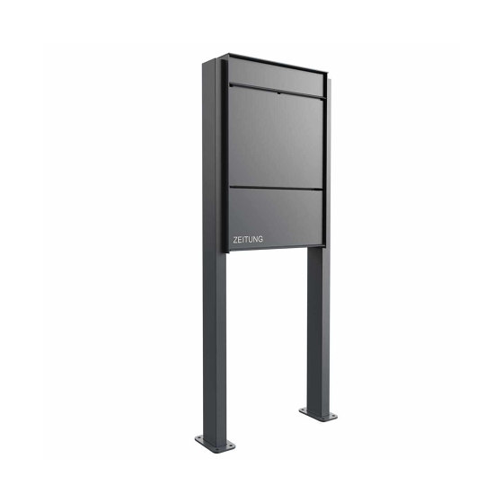 Design Pedestal Mailbox GOETHE ST-Q with newspaper compartment - RAL of your choice | Mailboxes | Briefkasten Manufaktur