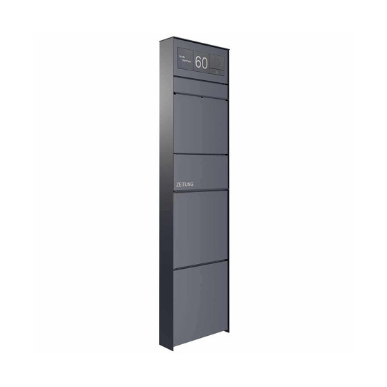 Design letterbox pedestal GOETHE with newspaper compartment - RAL colour - GIRA System 106 - AUDIO complete set | Mailboxes | Briefkasten Manufaktur