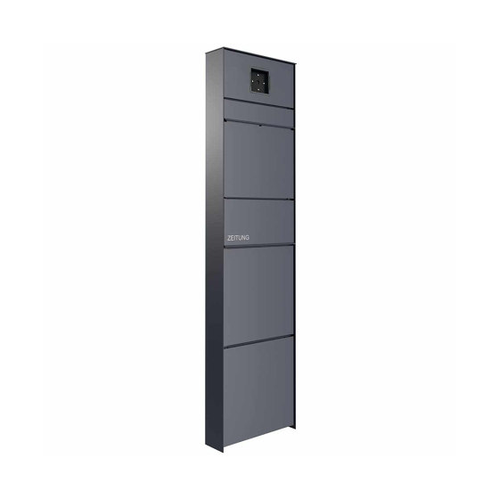 Design mailbox pillar GOETHE with newspaper compartment - RAL at choice - LOXONE Intercom prepared 1x1 LOXONE Intercom prepared | Buzones | Briefkasten Manufaktur