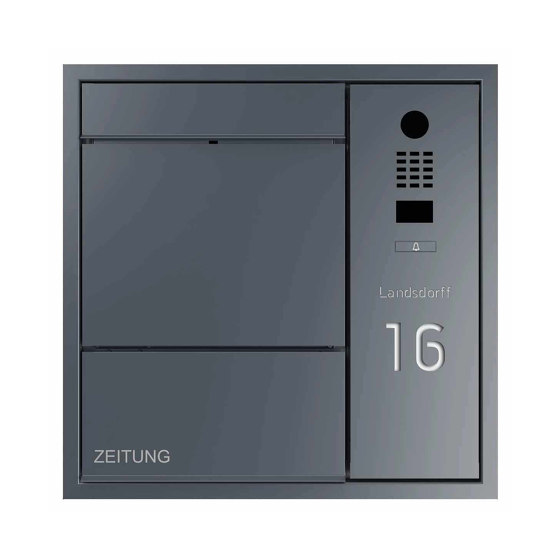 Flush-mounted letterbox GOETHE UP lateral with newspaper compartment - DoorBird video intercom right | Buzones | Briefkasten Manufaktur