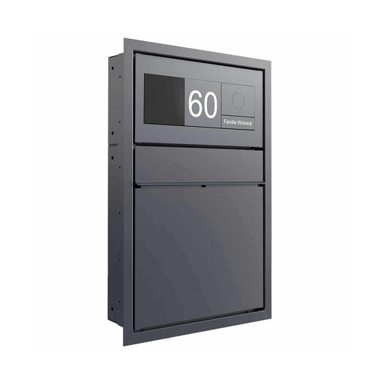 Design flush-mounted letterbox GOETHE UP - RAL as desired - GIRA System 106 - VIDEO complete set | Buzones | Briefkasten Manufaktur