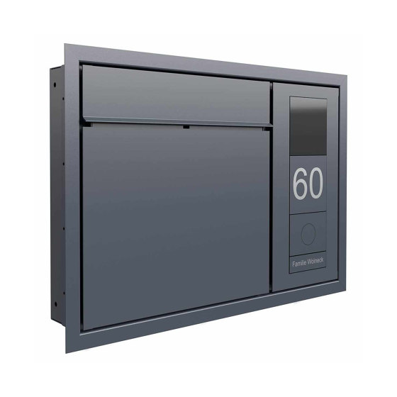 Design flush-mounted letterbox GOETHE UP - RAL colour of choice - GIRA System 106 side - VIDEO complete set right | Mailboxes | Briefkasten Manufaktur