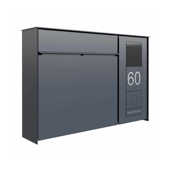 Design surface mount letterbox GOETHE AP - RAL colour of your choice - GIRA System 106 lateral - VIDEO complete set right | Buzones | Briefkasten Manufaktur