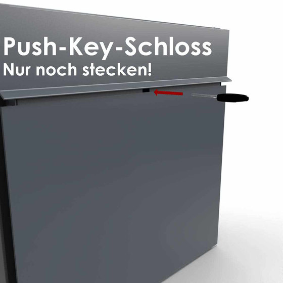 Design surface mount letterbox GOETHE ST-Q with bell box & newspaper compartment - RAL of your choice | Buzones | Briefkasten Manufaktur