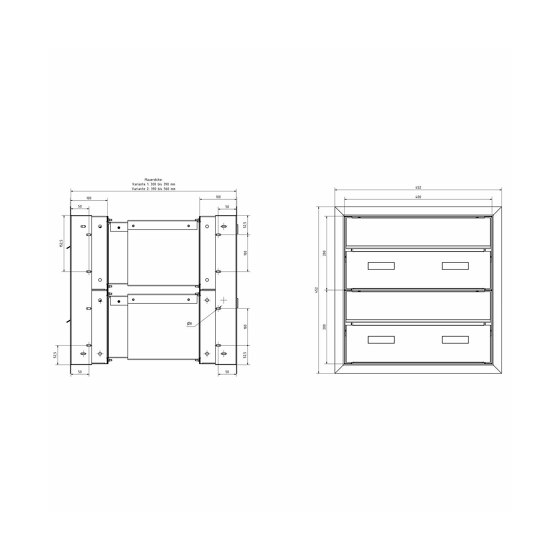 Boîte aux lettres design 2x1 GOETHE MDW avec plaque nominative - RAL au choix 300-390mm de profondeur | Boîtes aux lettres | Briefkasten Manufaktur