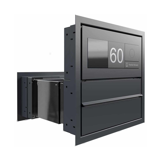 Design pass-through letterbox GOETHE MDW - RAL as desired - GIRA System 106 - VIDEO complete set 300-390mm depth | Mailboxes | Briefkasten Manufaktur
