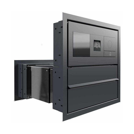 Design pass-through letterbox GOETHE MDW - RAL colour - GIRA System 106 Keyless In - VIDEO complete set 300-390mm depth | Mailboxes | Briefkasten Manufaktur
