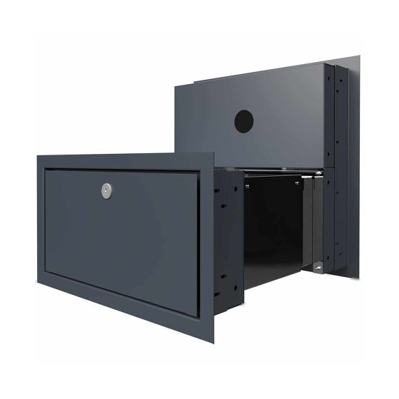 Design pass-through letterbox GOETHE MDW - RAL colour - GIRA System 106 Keyless In - VIDEO complete set 300-390mm depth | Buzones | Briefkasten Manufaktur