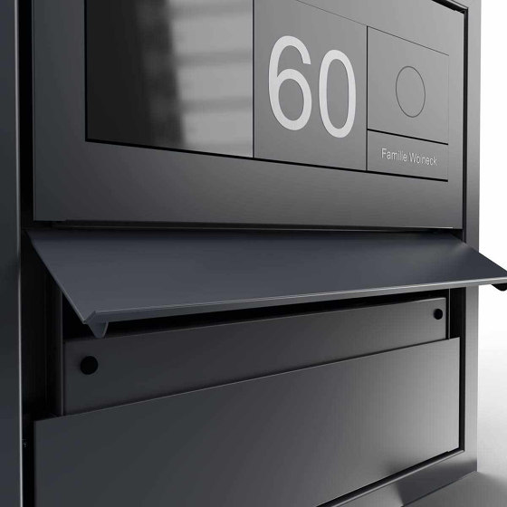 Design pass-through letterbox GOETHE MDW - RAL colour - GIRA System 106 Keyless In - VIDEO complete set 300-390mm depth | Mailboxes | Briefkasten Manufaktur