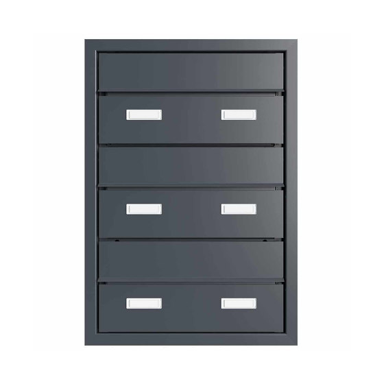 3er 1x3 Design pass-through letterbox GOETHE MDW with nameplate - RAL of your choice 300-390mm depth | Buzones | Briefkasten Manufaktur