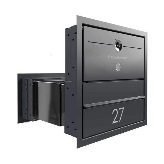 Design pass-through letterbox GOETHE MDW - RAL of your choice - COMELIT Switch - VIDEO complete set Wifi 300-390mm depth | Buzones | Briefkasten Manufaktur