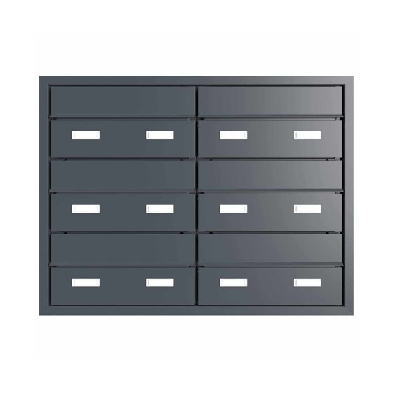 6er 2x3 Design pass-through letterbox GOETHE MDW with nameplate - RAL of your choice 300-390mm depth | Mailboxes | Briefkasten Manufaktur