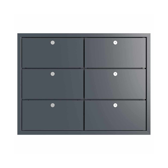 6er 2x3 Design pass-through letterbox GOETHE MDW with nameplate - RAL of your choice 300-390mm depth | Mailboxes | Briefkasten Manufaktur