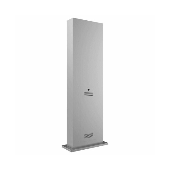 Charging point Close BASIC Charge 1X - 22kW/32A with type 2 charging cable Door stop left * Lock; right Stainless steel, polished | Sockets | Briefkasten Manufaktur