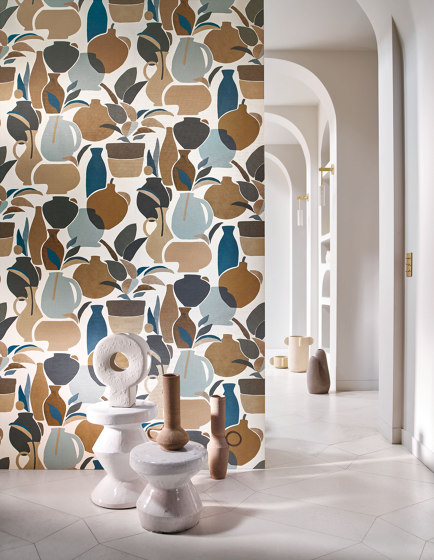 VALLAURIS CAMEL/MARINE | Wall coverings / wallpapers | Casamance