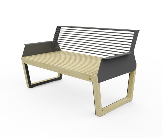 Barka Two-seat Bench with Armrests | Bancs | Egoé