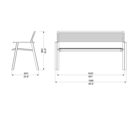 Cora Bench with Armrest | Benches | Egoé
