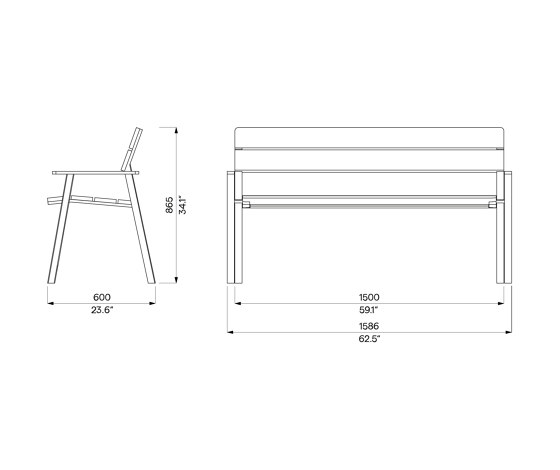 Cora Bench with Armrests | Panche | Egoé