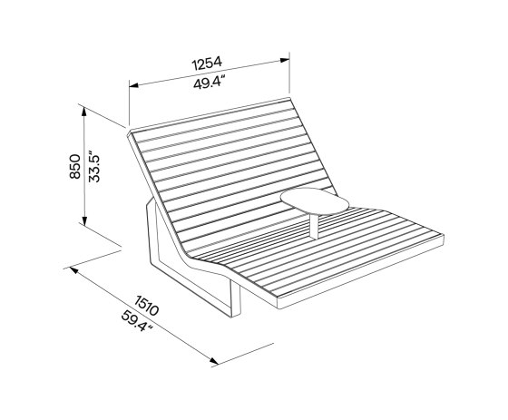 Doppel-Liegestuhl mit Tisch Preva | Sonnenliegen / Liegestühle | Egoé