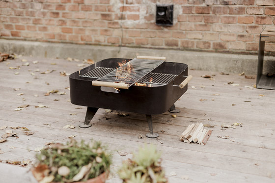 Square firepit Back to fire | Grill | Egoé