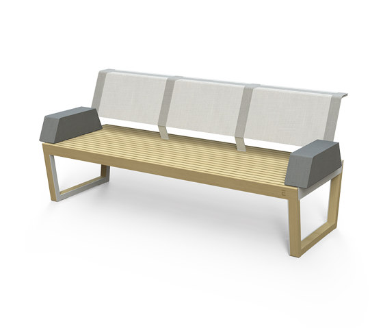 Three-seat bench with armrests Barka | Benches | Egoé
