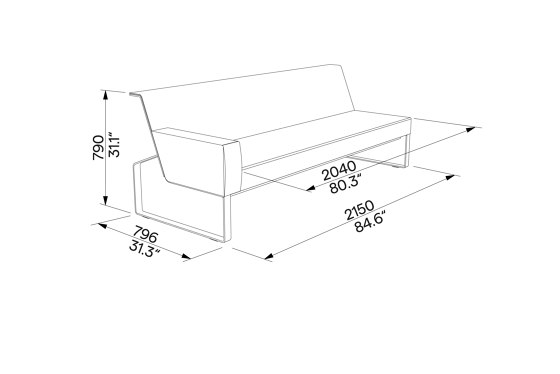 Three-seat sofa with left armrest and front pocket Moja | Canapés | Egoé