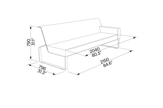Three-seat sofa with right armrest and front pocket Moja | Divani | Egoé