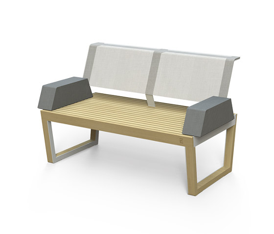 Two-seat bench with armrests Barka | Benches | Egoé