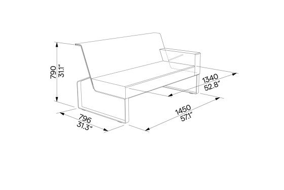 Two-seat sofa with right armrest and side zip pocket Moja | Sofás | Egoé