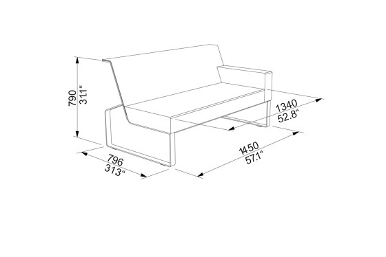 Two-seat sofa with right armrest Moja | Divani | Egoé