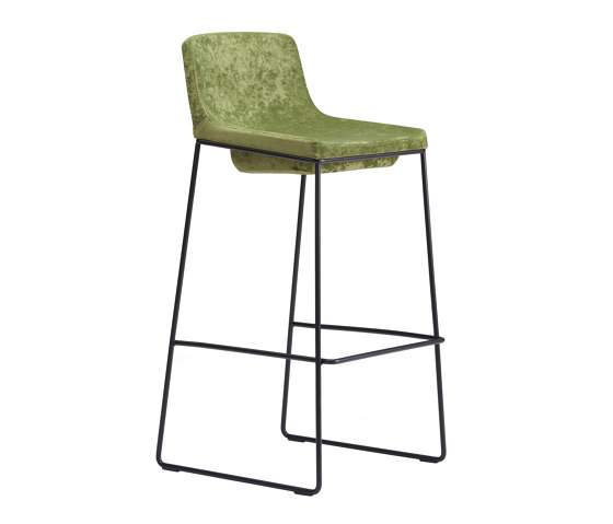 tonic metal - Barstool with high backrest, sled pedestal varnished black | Bar stools | Rossin srl