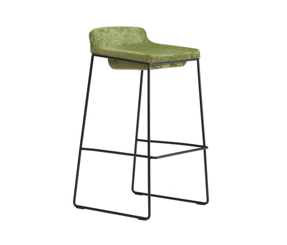 tonic metal - Barstool with low backrest, sled pedestal varnished black | Bar stools | Rossin srl