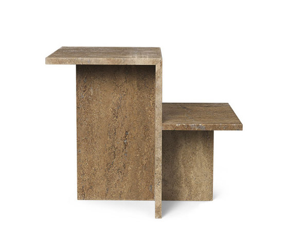 Distinct Side Table - Dark Brown Travertine | Tables d'appoint | ferm LIVING