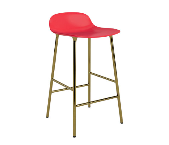 Form Barstool 65 cm Brass Bright Red | Taburetes de bar | Normann Copenhagen