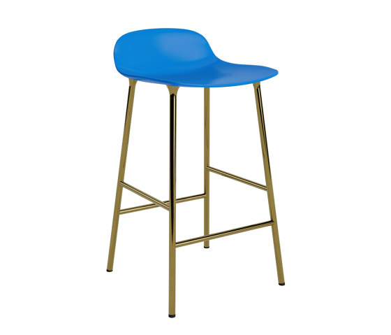 Form Barstool 65 cm Brass Bright Blue | Bar stools | Normann Copenhagen