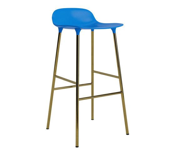 Form Barstool 75 Brass Bright Blue | Bar stools | Normann Copenhagen