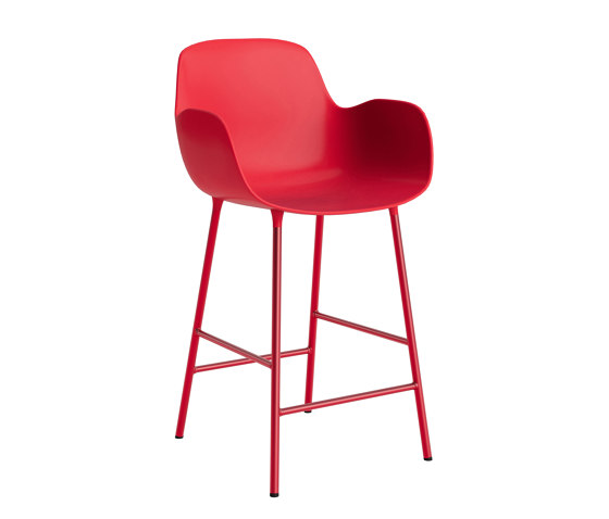 Form Bar Armchair 65 cm Steel Bright Red | Tabourets de bar | Normann Copenhagen