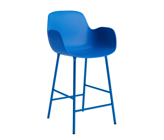 Form Bar Armchair 65 cm Steel Bright Blue | Taburetes de bar | Normann Copenhagen