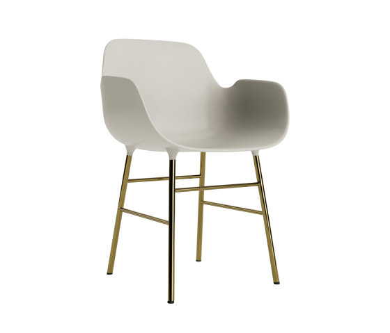 Form Armchair Brass Light Grey | Chaises | Normann Copenhagen