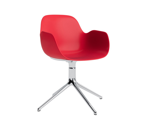 Form Armchair Swivel 4L Alu Bright Red | Chairs | Normann Copenhagen