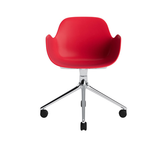 Form Armchair Swivel 4W Alu Bright Red | Chairs | Normann Copenhagen