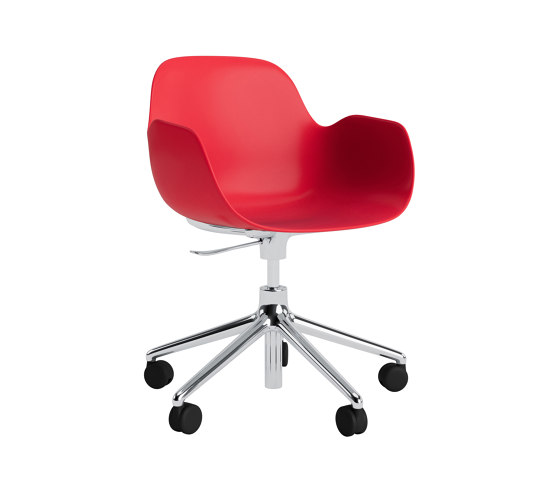 Form Armchair Swivel 5W Gas Lift Alu Bright Red | Chairs | Normann Copenhagen