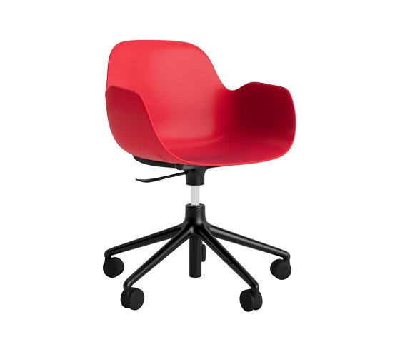 Form Armchair Swivel 5W Gas Lift Black Alu Bright Red | Stühle | Normann Copenhagen