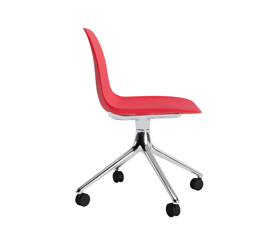 Form Chair Swivel 4W Alu Bright Red | Chairs | Normann Copenhagen