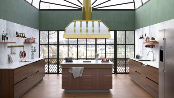 White and Brass Range Hood - BISTRO | Hottes  | AMORETTI BROTHERS